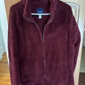 Basic Editions Maroon Teddy Jacket Women’s